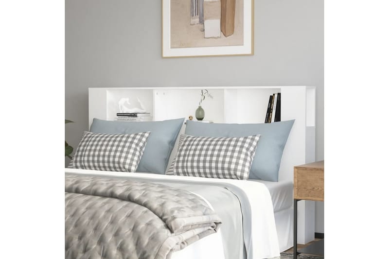 beBasic Sänggavel med förvaring vit 180x18,5x104,5 cm - White - Möbler - Säng - Sängtillbehör & sänggavel - Sänggavlar & huvudgavlar
