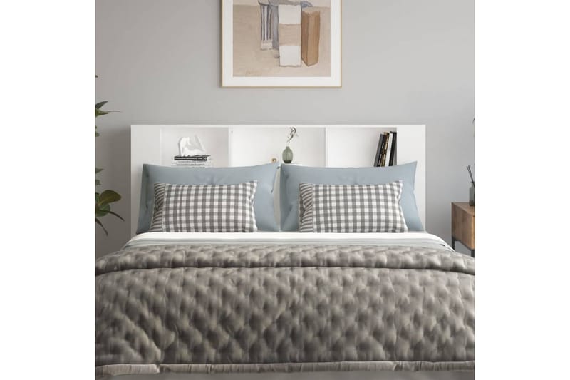 beBasic Sänggavel med förvaring vit 180x18,5x104,5 cm - White - Möbler - Säng - Sängtillbehör & sänggavel - Sänggavlar & huvudgavlar