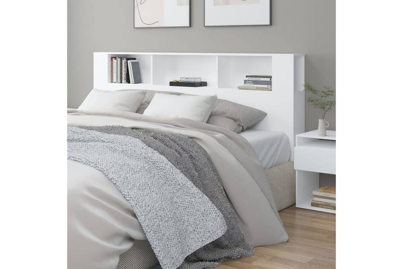 beBasic Sänggavel med förvaring vit 200x18,5x104,5 cm - White - Möbler - Säng - Sängtillbehör & sänggavel - Sänggavlar & huvudgavlar
