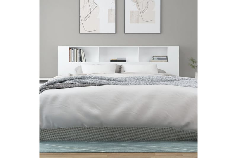 beBasic Sänggavel med förvaring vit 200x18,5x104,5 cm - White - Sänggavlar & huvudgavlar