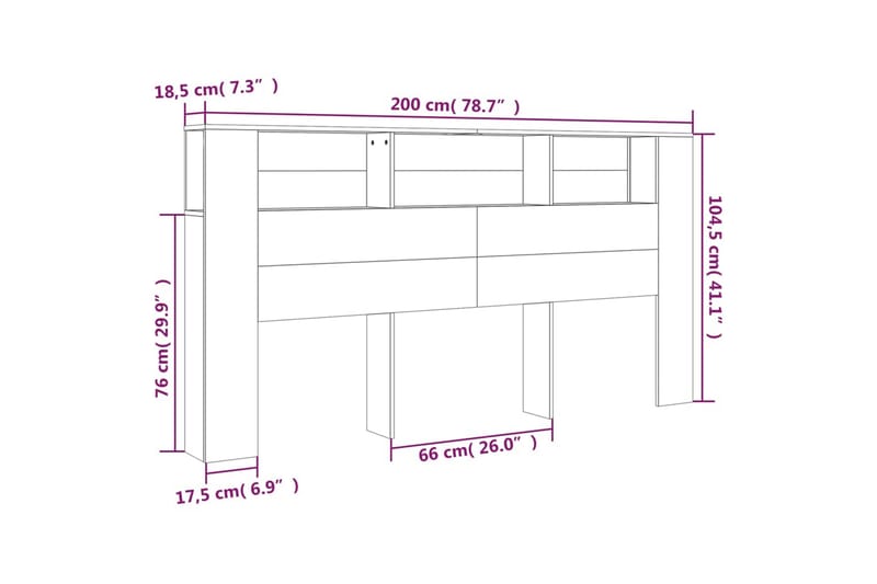 beBasic Sänggavel med förvaring vit 200x18,5x104,5 cm - White - Sänggavlar & huvudgavlar