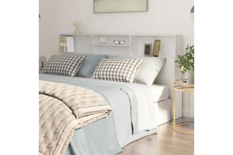 beBasic Sänggavel med förvaring vit 200x19x103,5 cm - White - Möbler - Säng - Sängtillbehör & sänggavel - Sänggavlar & huvudgavlar