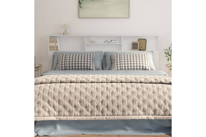 beBasic Sänggavel med förvaring vit 200x19x103,5 cm - White - Möbler - Säng - Sängtillbehör & sänggavel - Sänggavlar & huvudgavlar