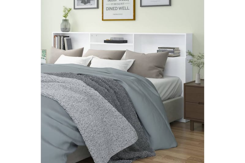 beBasic Sänggavel med förvaring vit 220x19x103,5 cm - White - Möbler - Säng - Sängtillbehör & sänggavel - Sänggavlar & huvudgavlar