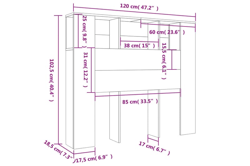 beBasic Sänggavel med förvaring vit högglans 120x18,5x104,5 cm - White - Sänggavlar & huvudgavlar