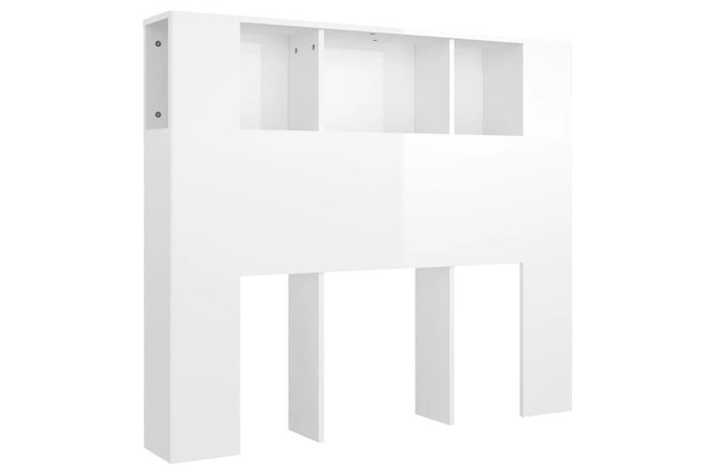 beBasic Sänggavel med förvaring vit högglans 120x18,5x104,5 cm - White - Sänggavlar & huvudgavlar