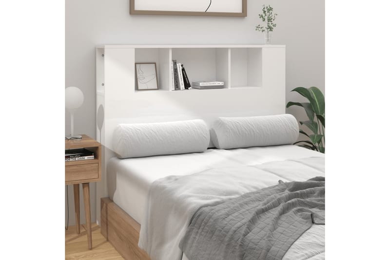 beBasic Sänggavel med förvaring vit högglans 120x18,5x104,5 cm - White - Möbler - Säng - Sängtillbehör & sänggavel - Sänggavlar & huvudgavlar