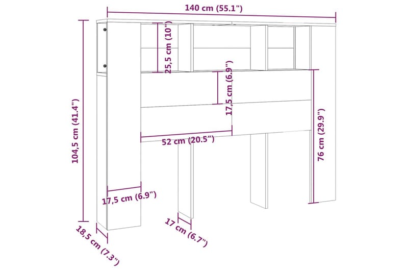 beBasic Sänggavel med förvaring vit högglans 140x18,5x104,5 cm - White - Möbler - Säng - Sängtillbehör & sänggavel - Sänggavlar & huvudgavlar