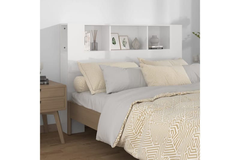 beBasic Sänggavel med förvaring vit högglans 140x18,5x104,5 cm - White - Möbler - Säng - Sängtillbehör & sänggavel - Sänggavlar & huvudgavlar