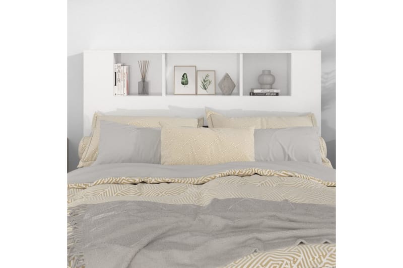 beBasic Sänggavel med förvaring vit högglans 140x18,5x104,5 cm - White - Sänggavlar & huvudgavlar