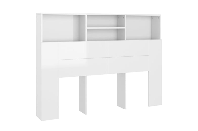 beBasic Sänggavel med förvaring vit högglans 140x19x103,5 cm - White - Möbler - Säng - Sängtillbehör & sänggavel - Sänggavlar & huvudgavlar