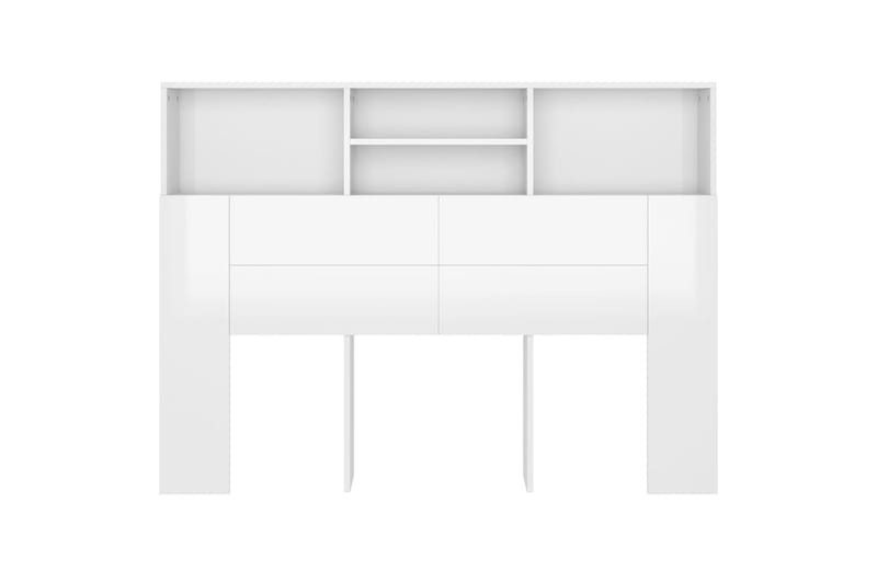 beBasic Sänggavel med förvaring vit högglans 140x19x103,5 cm - White - Sänggavlar & huvudgavlar