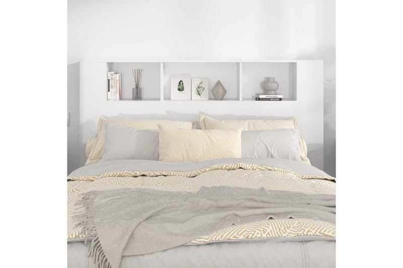 beBasic Sänggavel med förvaring vit högglans 160x18,5x104,5 cm - White - Möbler - Säng - Sängtillbehör & sänggavel - Sänggavlar & huvudgavlar