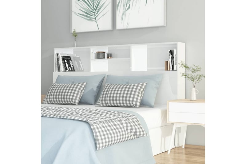 beBasic Sänggavel med förvaring vit högglans 160x19x103,5 cm - White - Möbler - Säng - Sängtillbehör & sänggavel - Sänggavlar & huvudgavlar