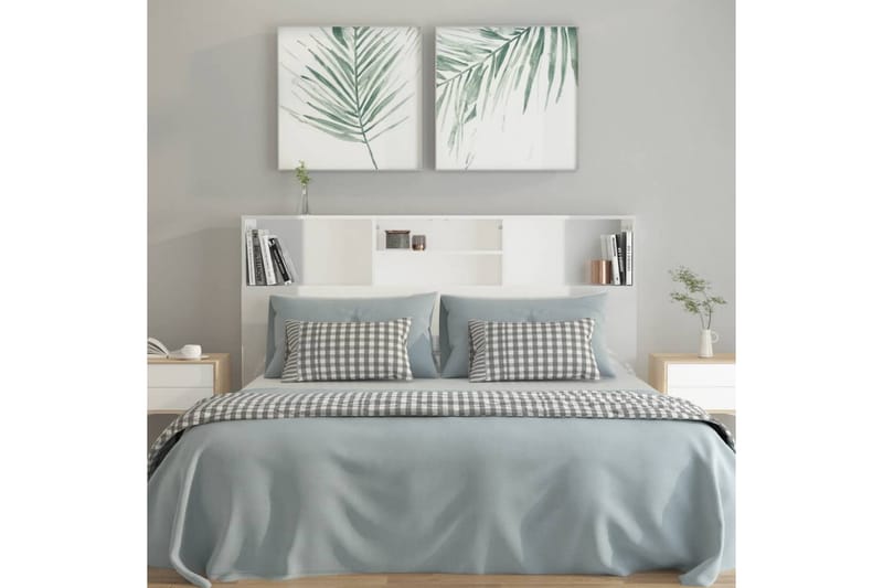 beBasic Sänggavel med förvaring vit högglans 160x19x103,5 cm - White - Möbler - Säng - Sängtillbehör & sänggavel - Sänggavlar & huvudgavlar