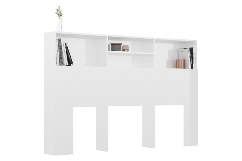 beBasic Sänggavel med förvaring vit högglans 160x19x103,5 cm - White - Möbler - Säng - Sängtillbehör & sänggavel - Sänggavlar & huvudgavlar