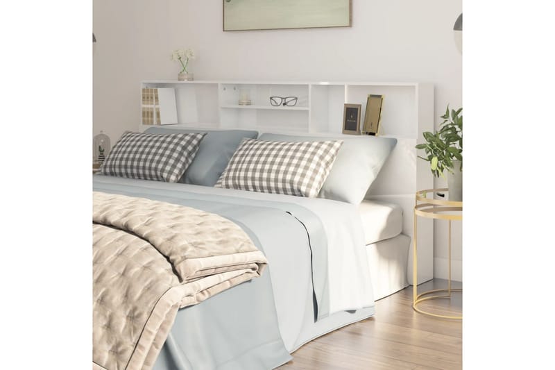 beBasic Sänggavel med förvaring vit högglans 200x19x103,5 cm - White - Möbler - Säng - Sängtillbehör & sänggavel - Sänggavlar & huvudgavlar