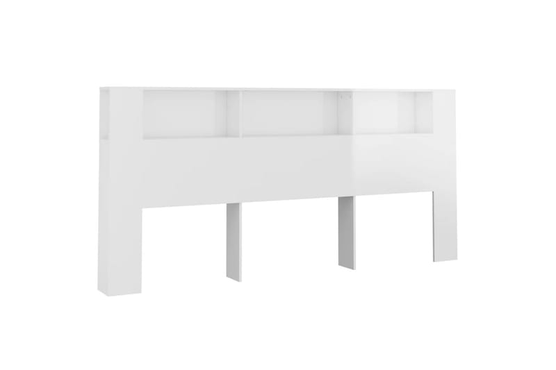 beBasic Sänggavel med förvaring vit högglans 220x18,5x104,5 cm - White - Sänggavlar & huvudgavlar