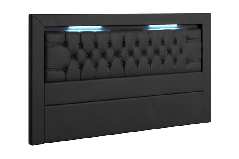 Franco Sänggavel 180 cm PU LED-belysning - Svart - Sänggavlar & huvudgavlar