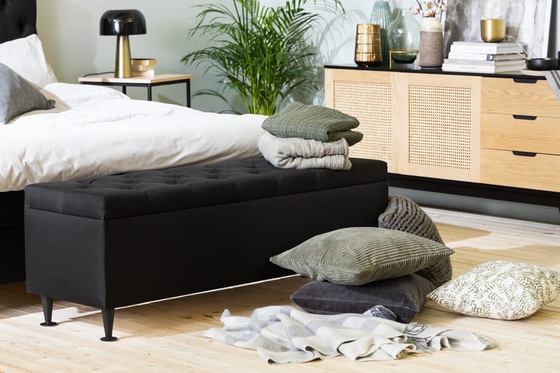 Ella Sängkista 140 cm Rutig - Svart - Möbler - Säng - Sängtillbehör & sänggavel - Sängförvaring