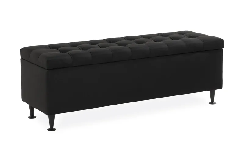 Ella Sängkista 140 cm Rutig, Svart