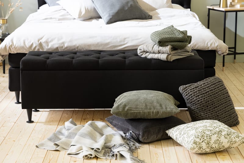 Ella Sängkista 140 cm Rutig - Svart - Möbler - Säng - Sängtillbehör & sänggavel - Sängförvaring