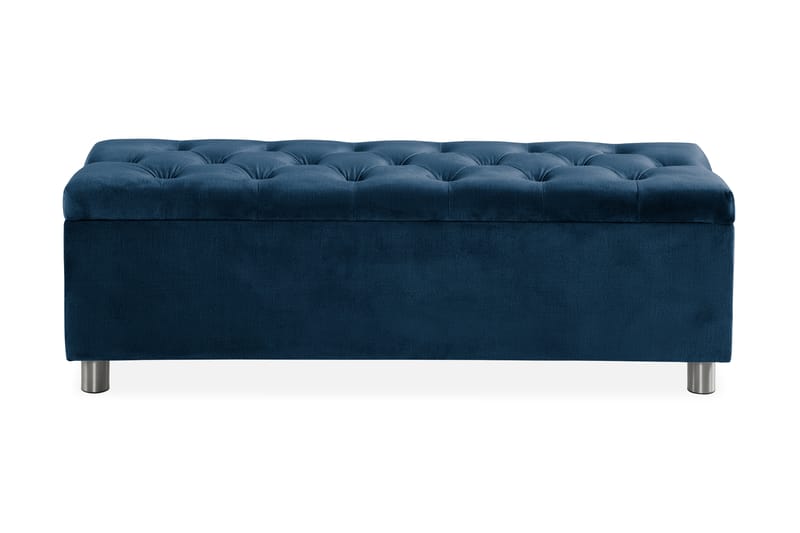 Ella Sängkista 140cm Djuphäftad - Blå/Sammet - Möbler - Säng - Sängtillbehör & sänggavel - Sängförvaring
