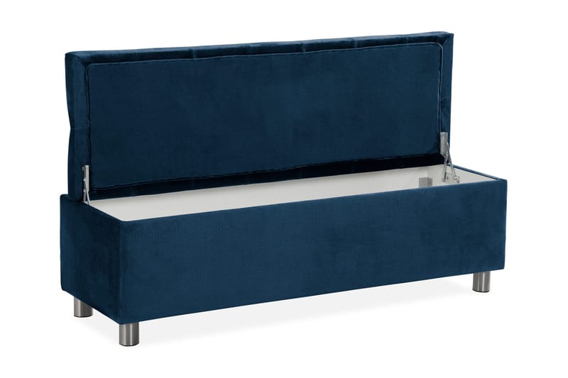 Ella Sängkista 140cm Djuphäftad - Blå/Sammet - Möbler - Säng - Sängtillbehör & sänggavel - Sängförvaring