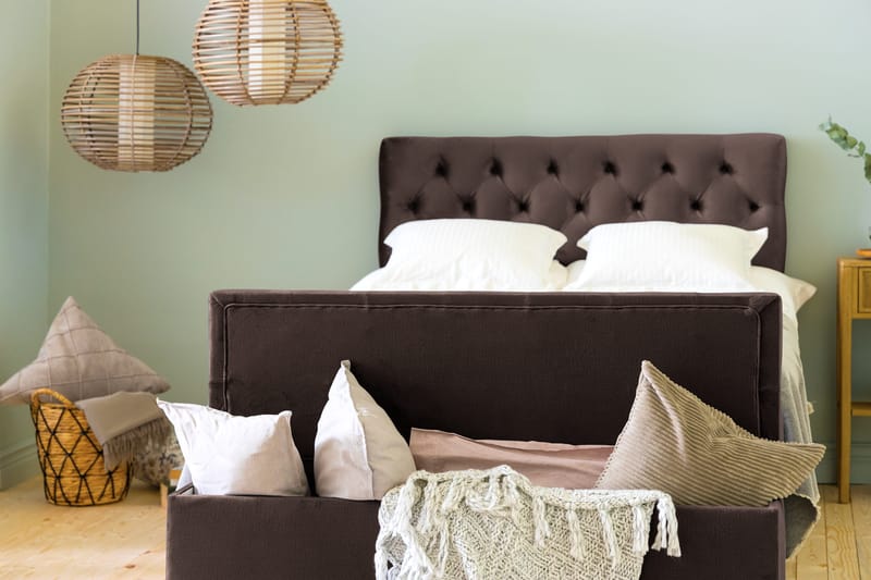 Ella Sängkista 140cm Djuphäftad - Brun/Sammet - Möbler - Säng - Sängtillbehör & sänggavel - Sängförvaring