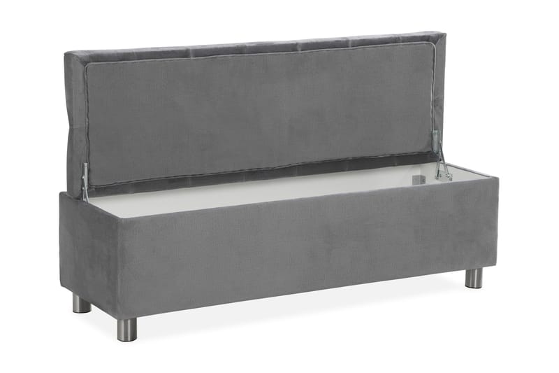 Ella Sängkista 140cm Djuphäftad - Grå/Sammet - Möbler - Säng - Sängtillbehör & sänggavel - Sängförvaring