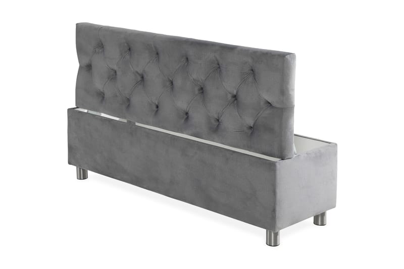 Ella Sängkista 140cm Djuphäftad - Grå/Sammet - Möbler - Säng - Sängtillbehör & sänggavel - Sängförvaring