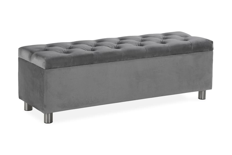 Ella Sängkista 140cm Djuphäftad, Grå/Sammet