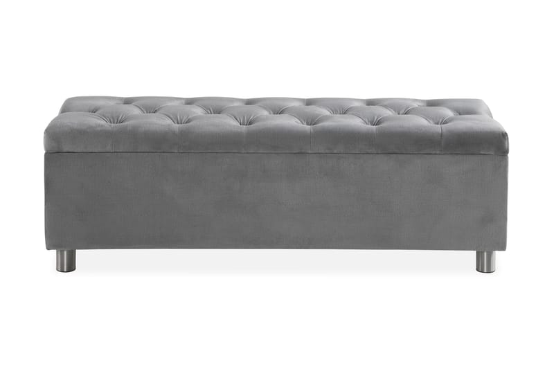 Ella Sängkista 140cm Djuphäftad - Grå/Sammet - Möbler - Säng - Sängtillbehör & sänggavel - Sängförvaring