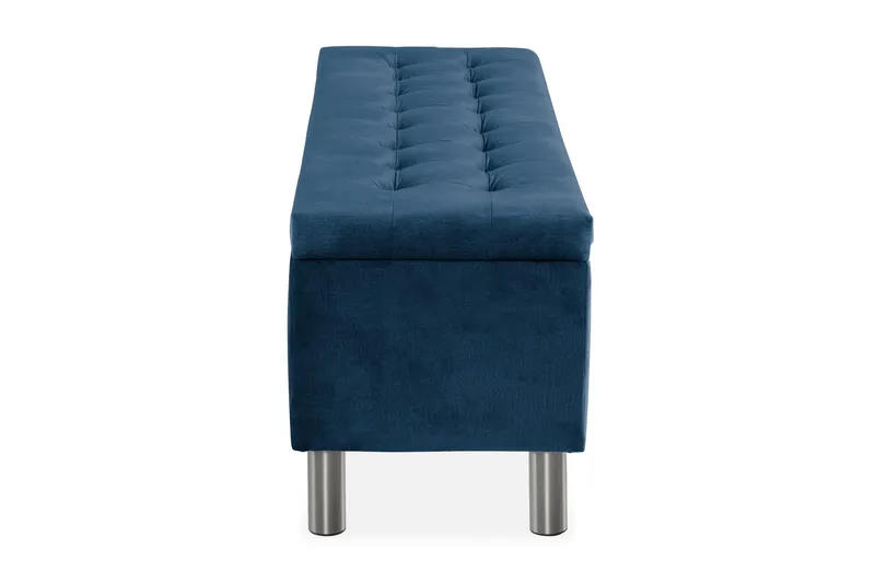 Ella Sängkista 140cm Rutig - Blå/Sammet - Möbler - Säng - Sängtillbehör & sänggavel - Sängförvaring