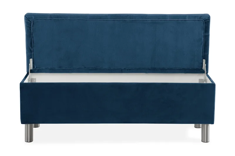 Ella Sängkista 140cm Rutig - Blå/Sammet - Möbler - Säng - Sängtillbehör & sänggavel - Sängförvaring