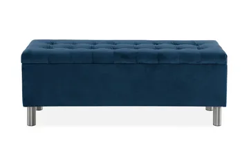 Ella Sängkista 140cm Rutig - Blå/Sammet - Möbler - Säng - Sängtillbehör & sänggavel - Sängförvaring