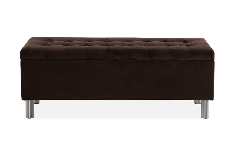 Ella Sängkista 140cm Rutig - Brun/Sammet - Möbler - Säng - Sängtillbehör & sänggavel - Sängförvaring
