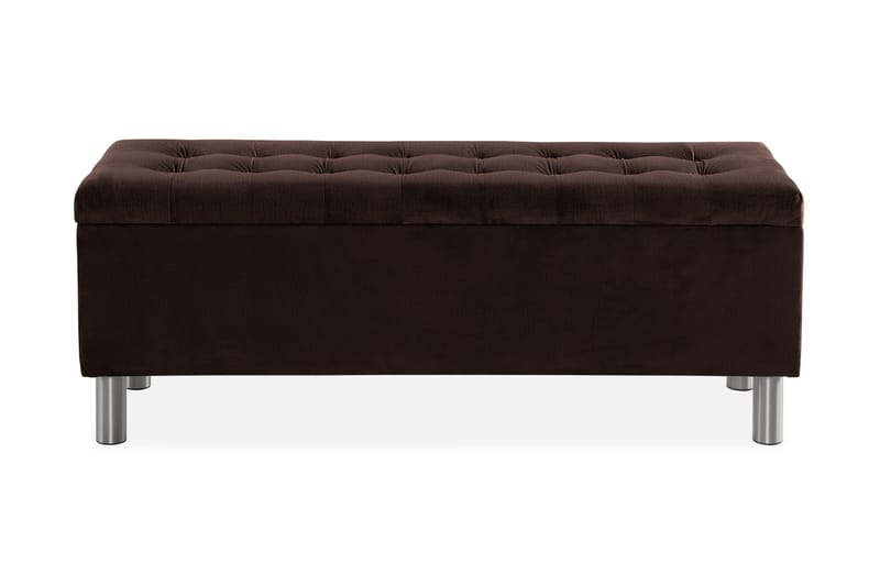 Ella Sängkista 140cm Rutig - Brun/Sammet - Möbler - Säng - Sängtillbehör & sänggavel - Sängförvaring