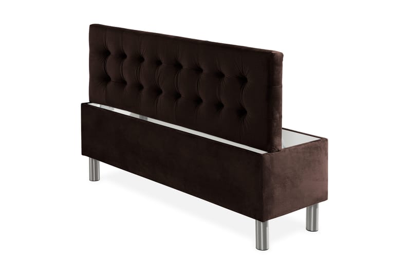 Ella Sängkista 140cm Rutig - Brun/Sammet - Möbler - Säng - Sängtillbehör & sänggavel - Sängförvaring