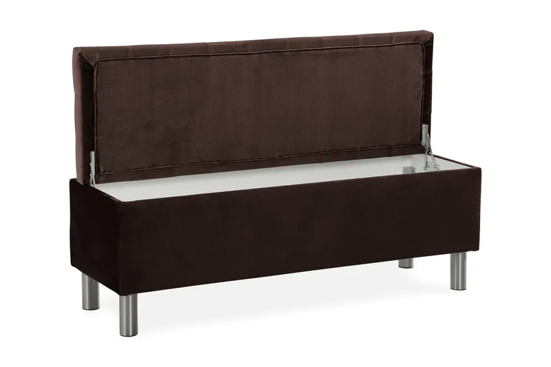 Ella Sängkista 140cm Rutig - Brun/Sammet - Möbler - Säng - Sängtillbehör & sänggavel - Sängförvaring