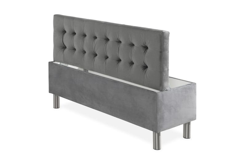 Ella Sängkista 140cm Rutig - Grå/Sammet - Möbler - Säng - Sängtillbehör & sänggavel - Sängförvaring