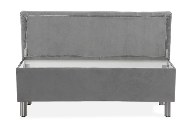 Ella Sängkista 140cm Rutig - Grå/Sammet - Möbler - Säng - Sängtillbehör & sänggavel - Sängförvaring