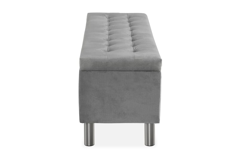 Ella Sängkista 140cm Rutig - Grå/Sammet - Möbler - Säng - Sängtillbehör & sänggavel - Sängförvaring