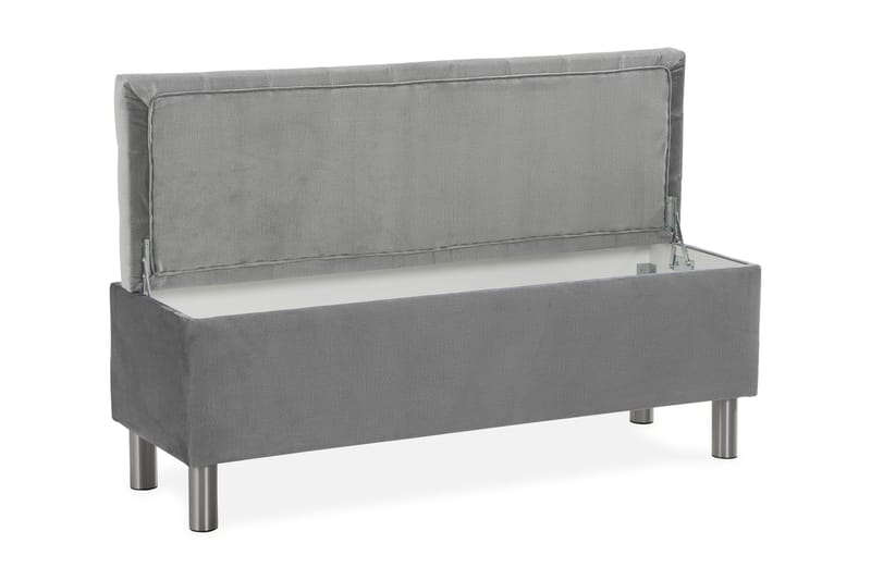 Ella Sängkista 140cm Rutig - Grå/Sammet - Möbler - Säng - Sängtillbehör & sänggavel - Sängförvaring