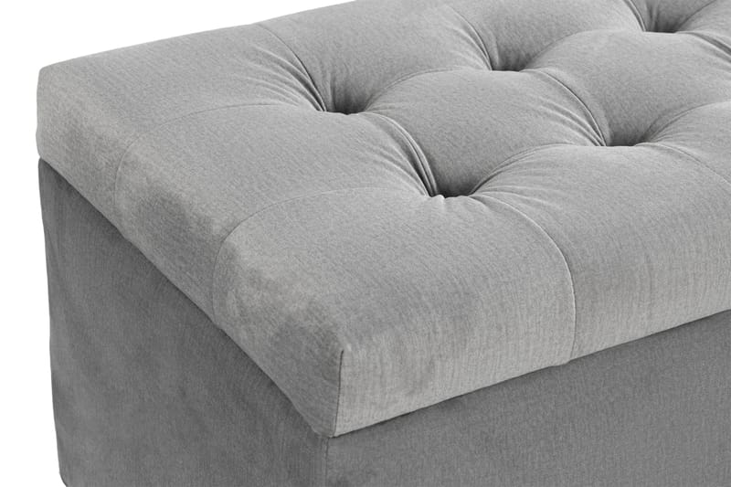 Ella Sängkista 140cm Rutig - Grå/Sammet - Möbler - Säng - Sängtillbehör & sänggavel - Sängförvaring