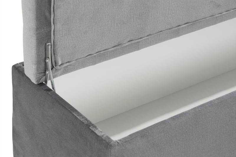 Ella Sängkista 140cm Rutig - Grå/Sammet - Möbler - Säng - Sängtillbehör & sänggavel - Sängförvaring