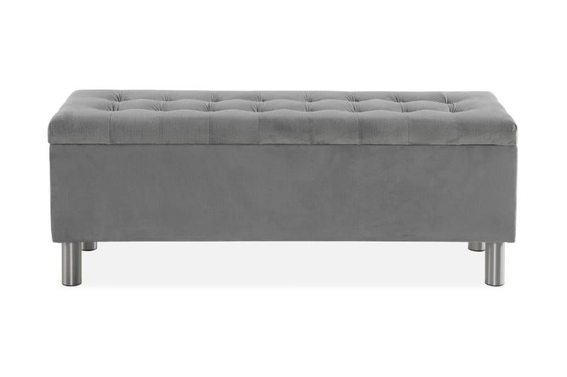 Ella Sängkista 140cm Rutig - Grå/Sammet - Möbler - Säng - Sängtillbehör & sänggavel - Sängförvaring