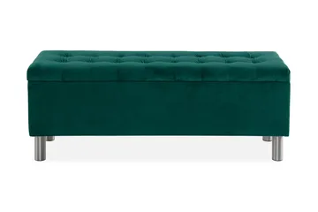 Ella Sängkista 140cm Rutig - Grön/Sammet - Möbler - Säng - Sängtillbehör & sänggavel - Sängförvaring