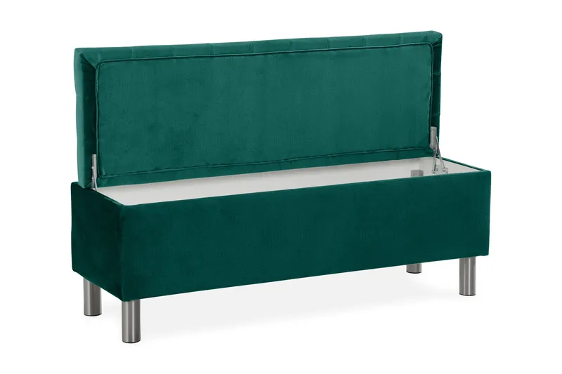 Ella Sängkista 140cm Rutig - Grön/Sammet - Möbler - Säng - Sängtillbehör & sänggavel - Sängförvaring