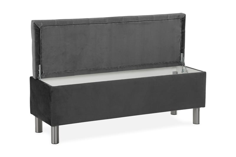 Ella Sängkista 140cm Rutig - Mörkgrå - Möbler - Säng - Sängtillbehör & sänggavel - Sängförvaring